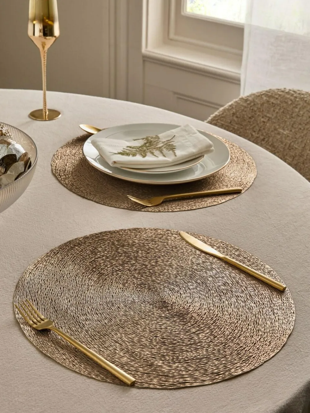 Online Next Set of 4 Wipe Clean PVC Placemats Gold