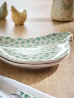 Next Set of 2 Green and Yellow Pat and Peggy Chicken Side Plates