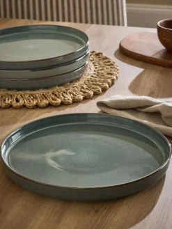 Next Set of 4 Green Dalton Dinner Plates^ Dinner Sets & Pasta Bowls