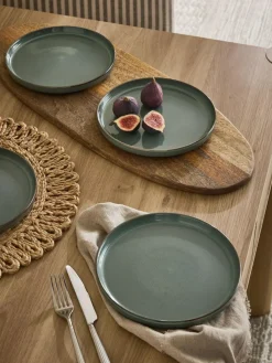 Next Set of 4 Green Dalton Side Plates^ Dinner Sets & Pasta Bowls