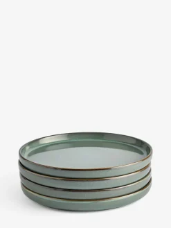 Next Set of 4 Green Dalton Side Plates^ Dinner Sets & Pasta Bowls