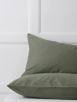 Next Set of 2 Green Olive Cotton Rich Pillowcases^ Bedsheets & Pillow Cases