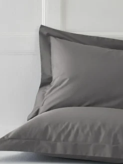 Online Next Set of 2 Grey Charcoal Cotton Rich Pillowcases
