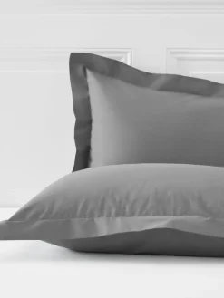 Next Set of 2 Grey Mid Cotton Rich Pillowcases^ Bedsheets & Pillow Cases