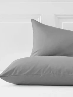 Next Set of 2 Grey Mid Cotton Rich Pillowcases^ Bedsheets & Pillow Cases