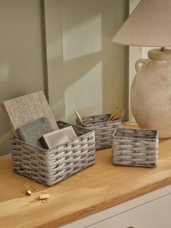 Next Set of 3 Grey Mini Grey Storage Baskets^ Storage & Organisation