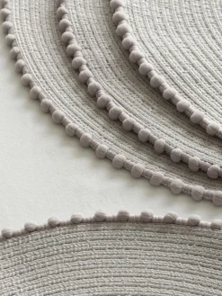 Best Next Set of 4 Pom Pom Placemats Grey