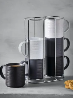 Next Set of 6 Monochrome Bronx Stacking Mugs^ Mugs & Cups