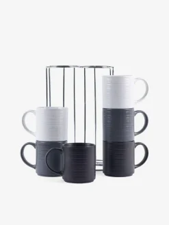 Next Set of 6 Monochrome Bronx Stacking Mugs^ Mugs & Cups