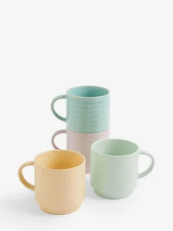 Sale Next Set of 4 Multi Pastel Ribbed Stacking Mugs