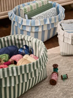 Next Set of 3 Multi Ruffle Striped Storage Baskets^ Storage & Organisation