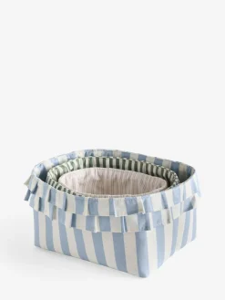 Next Set of 3 Multi Ruffle Striped Storage Baskets^ Storage & Organisation