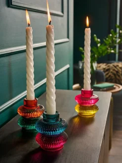 Best Next Set of 3 Multicolour Glass Tea Light and Taper Candle Holders