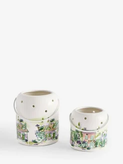 Best Next Set of 2 Multicolour House Scene Ceramic Tea Light Holders