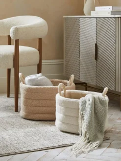 Next Set of 2 Natural and Cream Boucle Storage Baskets^ Storage & Organisation