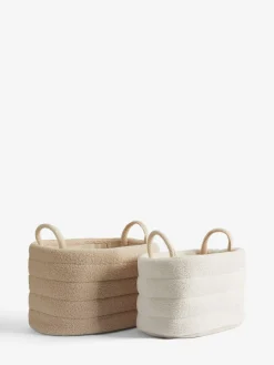 Next Set of 2 Natural and Cream Boucle Storage Baskets^ Storage & Organisation