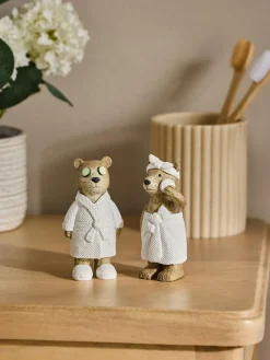 Next Set of 2 Natural Bertie Bear Spa Ornaments^ Ornaments|Bathroom Accessories