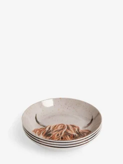 Next Set of 4 Natural Hamish The Highland Cow Pasta Bowls^ Dinner Sets & Pasta Bowls