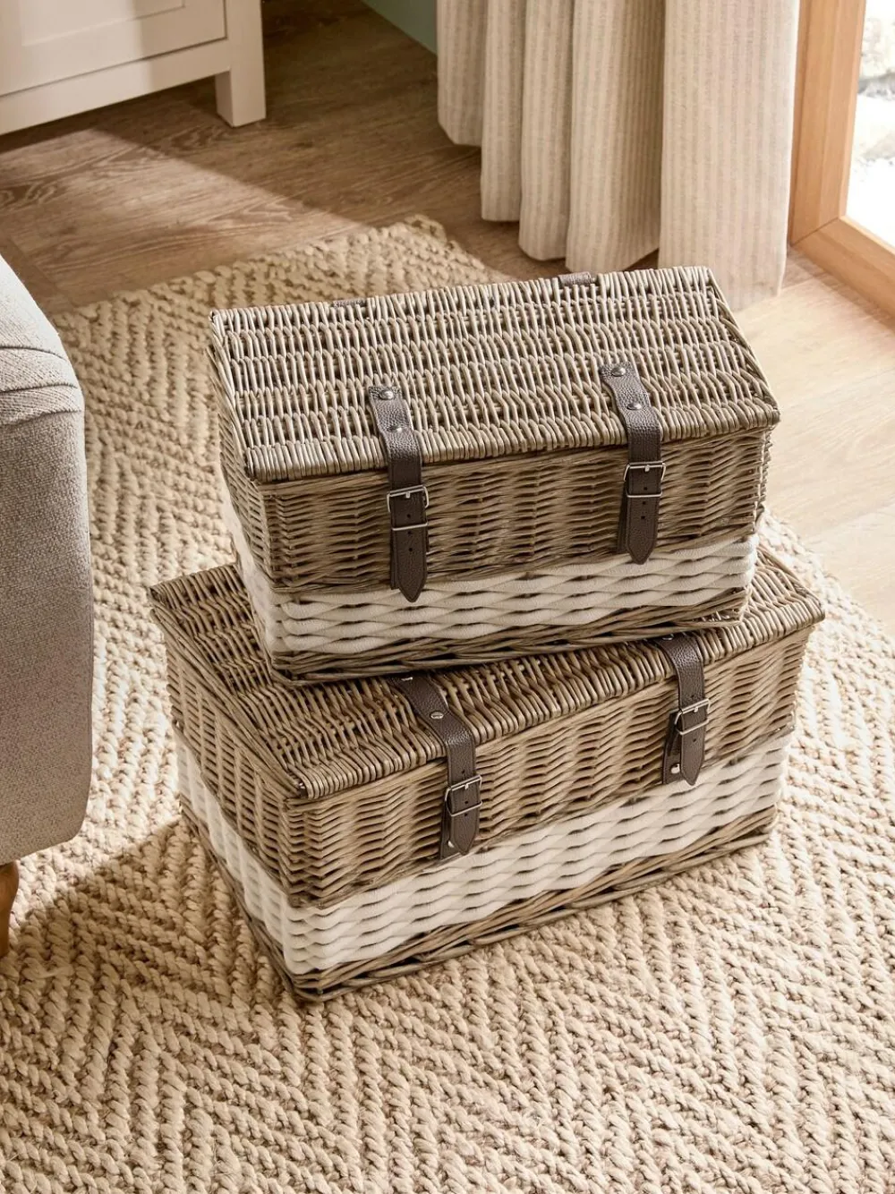 Next Set of 2 Natural Malvern Trunks^ Storage & Organisation