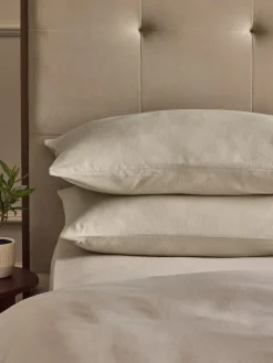 Outlet Next Set of 2 Supersoft 100% Brushed Cotton Pillowcases Natural