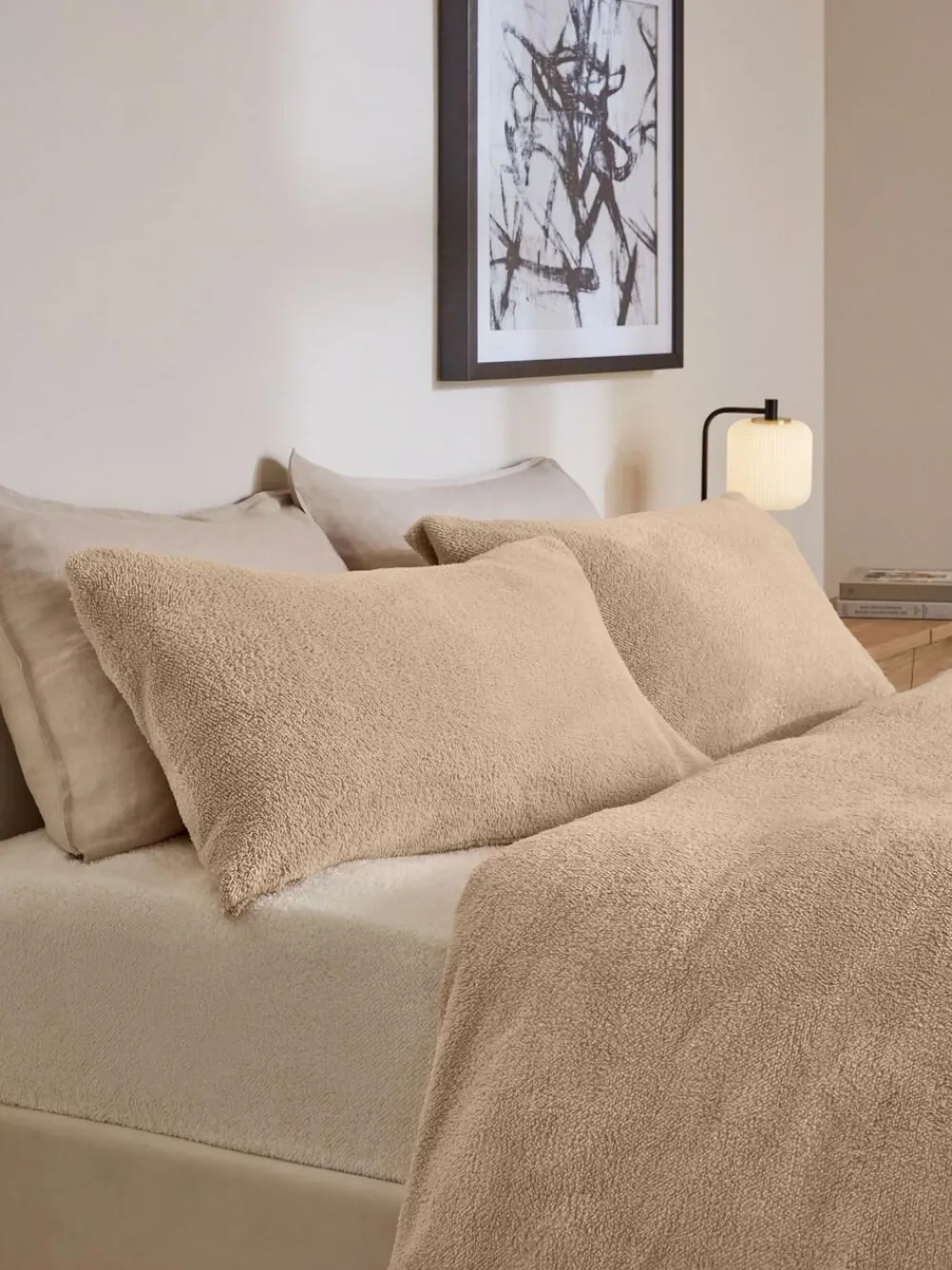 Next Set of 2 Natural Teddy Fleece Pillowcases^ Bedsheets & Pillow Cases