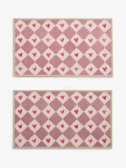 Next Set of 2 Natural Washable Heart Print Doormats^ Rugs & Runners