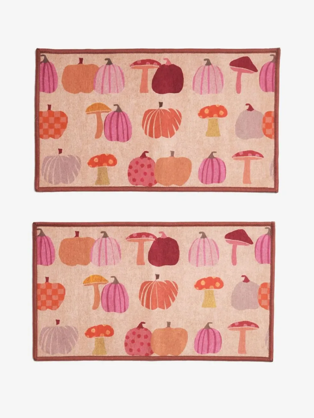 New Next Set of 2 Orange Washable Pumpkin Doormats