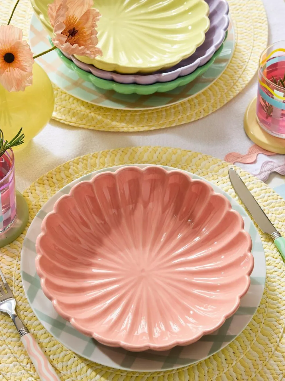 Next Set of 4 Pastel Flower Pasta Bowls^ Dinner Sets & Pasta Bowls