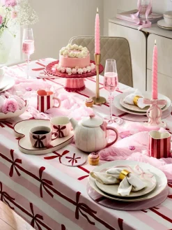 Next Set of 2 Pink and White Bow Side Plates^ Dinner Sets & Pasta Bowls