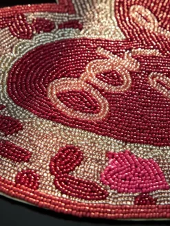 Sale Next Set of 2 Pink Beaded Heart Placemats