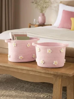 Next Set of 2 Pink Daisy Storage Baskets^ Storage & Organisation