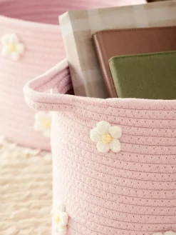 Next Set of 2 Pink Daisy Storage Baskets^ Storage & Organisation