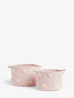Next Set of 2 Pink Daisy Storage Baskets^ Storage & Organisation
