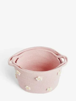 Next Set of 2 Pink Daisy Storage Baskets^ Storage & Organisation