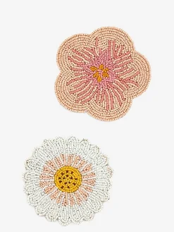 Sale Next Set of 4 Pink Floral Beaded Coasters