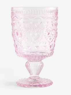 Next Set of 2 Pink Heart Pressed Wine Glasses^ Glassware