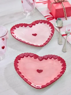 Sale Next Set of 2 Pink Heart Side Plates