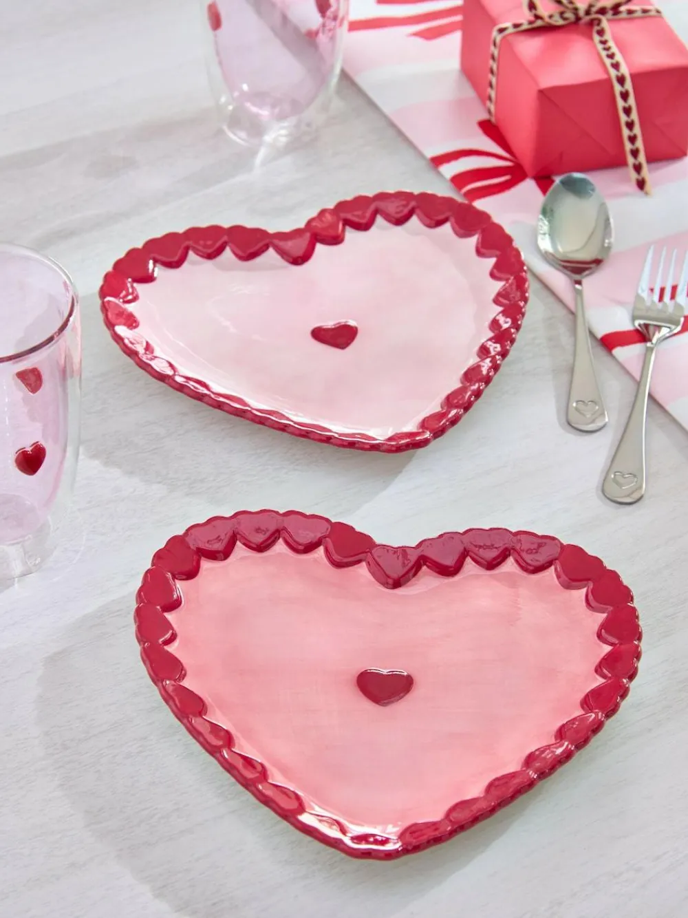 Sale Next Set of 2 Pink Heart Side Plates