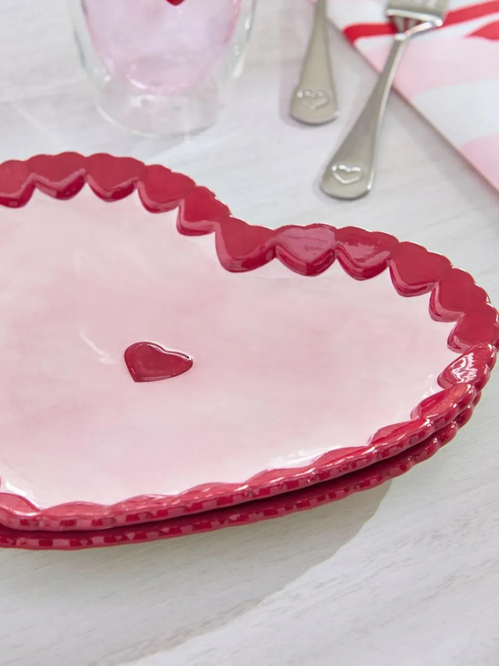 Sale Next Set of 2 Pink Heart Side Plates