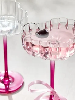 Online Next Set of 2 Pink Scalloped Heart Cocktail Glasses