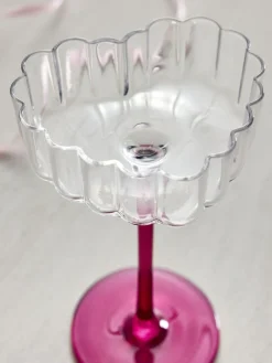 Online Next Set of 2 Pink Scalloped Heart Cocktail Glasses