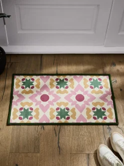 Next Set of 2 Pink Washable Geometric Tile Doormats^ Rugs & Runners