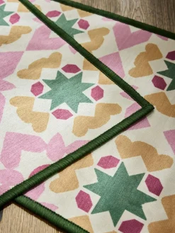 Next Set of 2 Pink Washable Geometric Tile Doormats^ Rugs & Runners