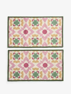 Next Set of 2 Pink Washable Geometric Tile Doormats^ Rugs & Runners