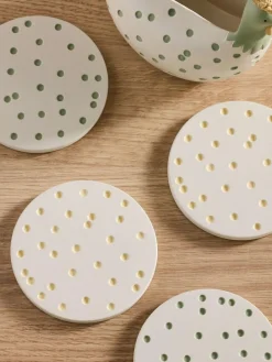 Best Next Set of 4 Sage Green Spot Chicken Coasters