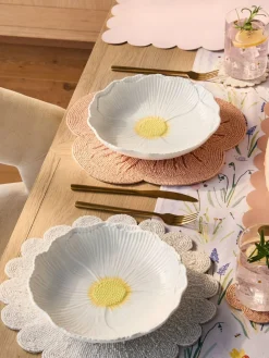 Sale Next Set of 2 White Flower Pasta Bowls