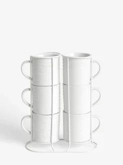 Best Next Set of 6 White Malvern Stacking Mugs