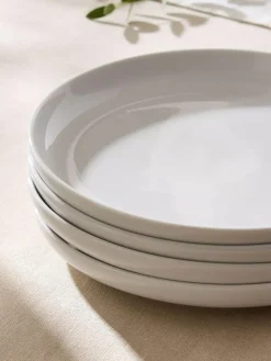 Next Set of 4 White Moderna Side Plates^ Dinner Sets & Pasta Bowls