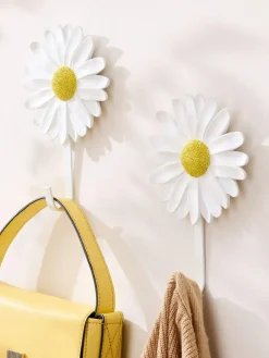 Online Next Set of 2 White Yellow Daisy Flower Hooks