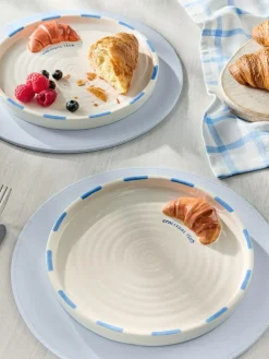 Online Next Set of 2 White/Blue Claude Croissant Club Side Plates
